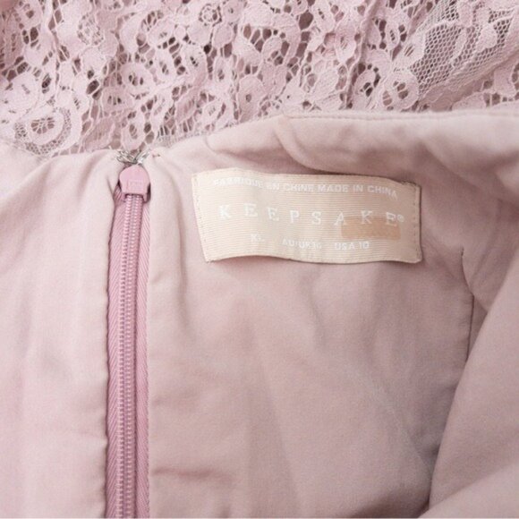 Keepsake The Label Sense Lace Midi Dress 10 Pink Sheer Sweetheart Tie Sleeve - Picture 4 of 13